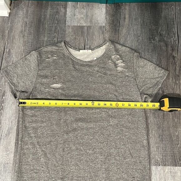 Better Be Grey NWT Distressed Sweatshirt Mini Dress Tunic - fits like M/L - Picture 10 of 11